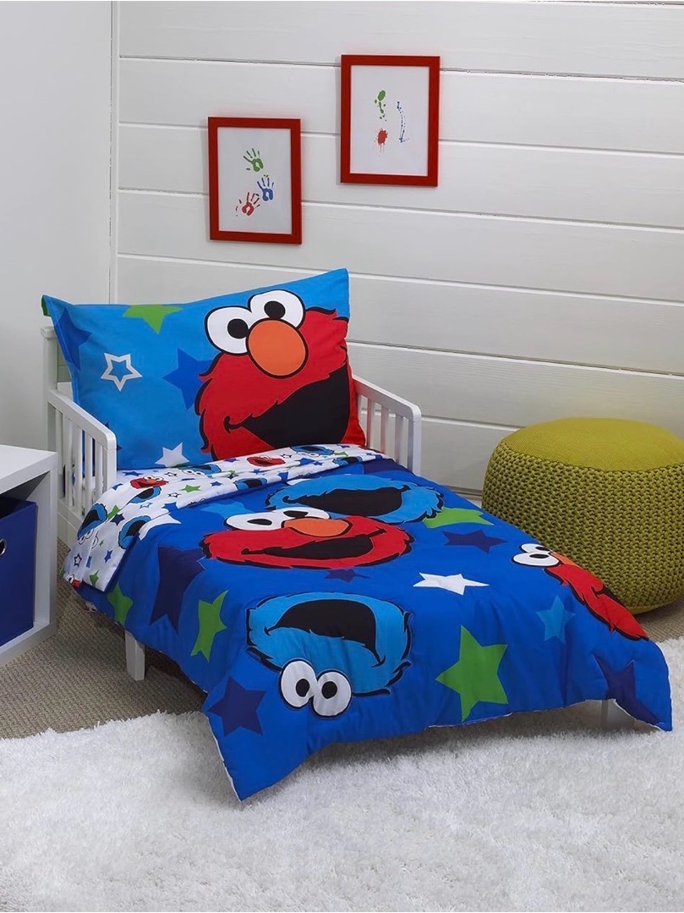 Sesame Street Elmo & Cookie Monster Toddler Bedding Set - Blue, Red, Green